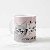 Cute Crazy Chat Lady Mug personnalisée (Devant gauche)