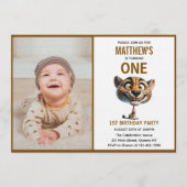 Cute Crazy Cheetah Farm Theme 1st Birthday Kaart (Voorkant)