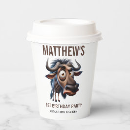 Cute Crazy Cheetah Farm Theme 1st Birthday Papieren Bekers