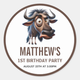 Cute Crazy Cheetah Farm Theme 1st Birthday Ronde Sticker