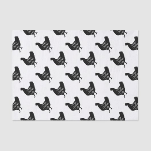 Cute Crazy Chicken Lady Chicken Silhouette Tissuepapier (Voorkant)