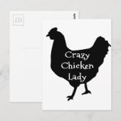 Cute Crazy Chicken Lady Silhouette Briefkaart (Voorkant / Achterkant)