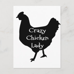 Cute Crazy Chicken Lady Silhouette Briefkaart