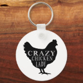 Cute Crazy Chicken Lady Sleutelhanger (Voorkant)