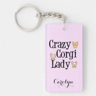 Cute Crazy Corgi Lady Pink Sleutelhanger
