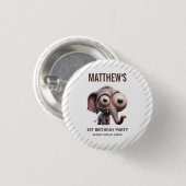 Cute Crazy elephant Farm Theme 1st Birthday Ronde Button 3,2 Cm (Voorkant /achterkant)
