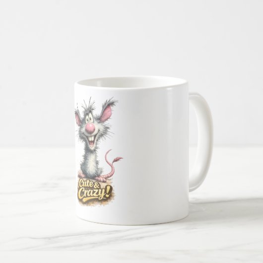 🐭💥 “Cute & Crazy!” Mug ☕😜 (Devant droit)