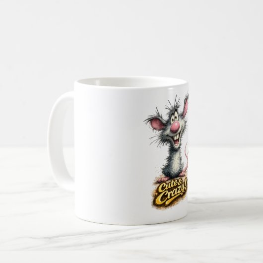 🐭💥 “Cute & Crazy!” Mug ☕😜 (Devant gauche)
