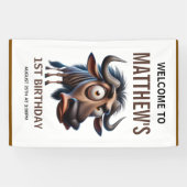 Cute Crazy Wildebeest Farm Theme 1st Birthday Spandoek (Horizontaal)
