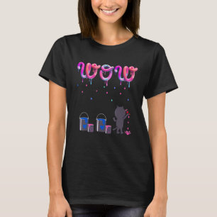Cute Creative Cat schildert wauw als kleurrijke dr T-shirt