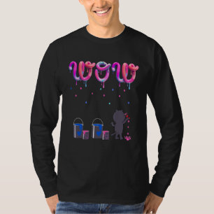 Cute Creative Cat schildert wauw als kleurrijke dr T-shirt
