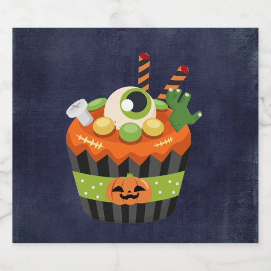 Cute & Creepy Halloween Cupcake Bier Etiket (Enkel label)
