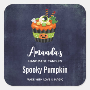 Cute & Creepy Halloween Cupcake Candle Biz Vierkante Sticker