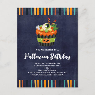 Cute & Creepy Halloween Cupcake Feest Uitnodiging Briefkaart