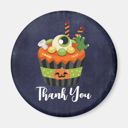 Cute & Creepy Halloween Cupcake Hartelijk dank Magneet (Voorkant)