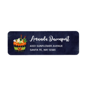 Cute & Creepy Halloween Cupcake met Big Eyeball Etiket