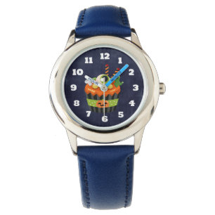 Cute & Creepy Halloween Cupcake met Big Eyeball Horloge