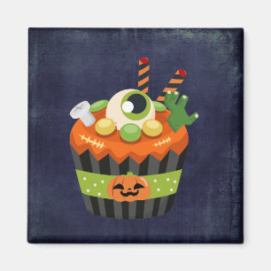 Cute & Creepy Halloween Cupcake met Big Eyeball Magneet