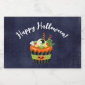 Cute & Creepy Halloween Cupcake met Big Eyeball Sparkling Wijnetiket (Enkel label)
