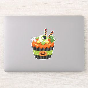 Cute & Creepy Halloween Cupcake met Big Eyeball Sticker