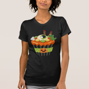 Cute & Creepy Halloween Cupcake met Big Eyeball T-shirt