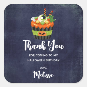 Cute & Creepy Halloween Cupcake Party Dank je Vierkante Sticker