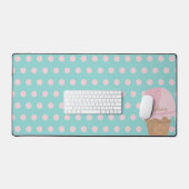 Cute Crème glacée Polka Motif Fille Bureau Mat (Clavier et souris)