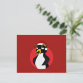 Cute crested pinguin kerstcartoon Briefkaart (Staand voorkant)