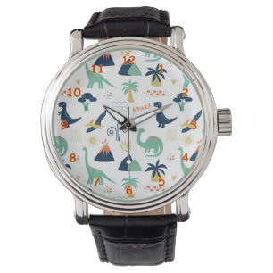 Cute Cretacous Period Cartoon Tekeningen Horloge