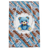Cute Crochet Teddy Bear Blue and Brown Medium Cadeauzakje (Voorkant)
