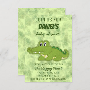 Cute Crocodile Baby Baby shower Kaart