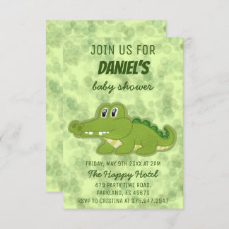 Cute Crocodile Baby Baby shower Kaart