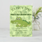 Cute Crocodile Boy Birthday Party Kaart (Staand voorkant)