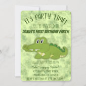 Cute Crocodile Boy Birthday Party Kaart (Voorkant)