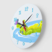 Cute crocodile en vlindermuurklok van cartoon grote klok (Hoek)