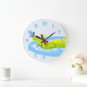 Cute crocodile en vlindermuurklok van cartoon grote klok (Huis)