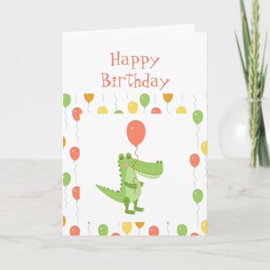 Cute Crocodile Fun Animal Kinderen van 12 jaar Kaart (Voorkant)