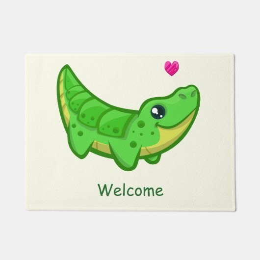 Cute crocodile love kawaii cartoon deurmat (Voorkant)