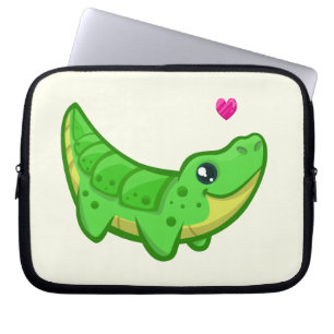 Cute crocodile love kawaii cartoon kinder laptop sleeve