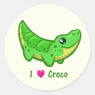 Cute crocodile love kawaii cartoon kinder ronde sticker