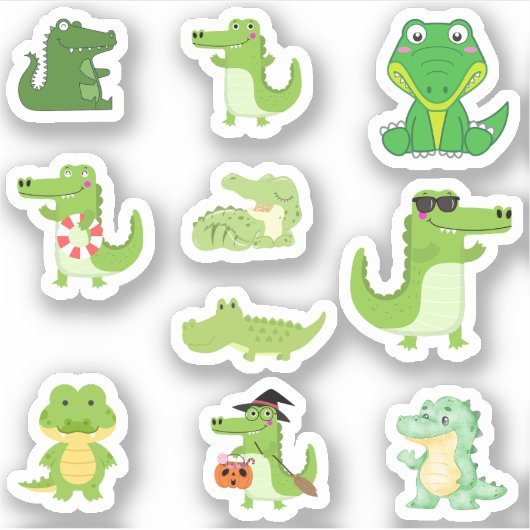 Cute Crocodile Stickers (Voorkant)