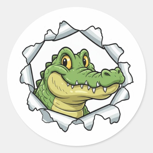 Cute Crocodile Torn Paper Sticker (Voorkant)