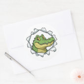 Cute Crocodile Torn Paper Sticker (Envelop)