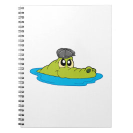 Cute Crocodile with Newsboy Cap - Funny Cartoon Notitieboek