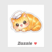 Cute Croissant Cat Kawaii Bakery Vinyl Sticker (Feuille)