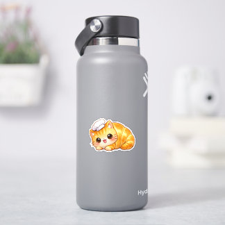 Cute Croissant Cat Kawaii Bakery Vinyl Sticker