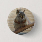 Cute Crouching Squirrel op Branch Ronde Button 3,2 Cm (Voorkant)