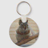 Cute Crouching Squirrel op Branch Sleutelhanger (Voorkant)