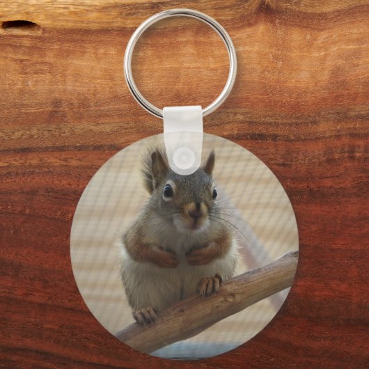 Cute Crouching Squirrel op Branch Sleutelhanger (Achterkant)