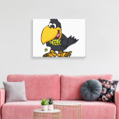 Cute crow-etende maïs | achtergrondkleur kiezen canvas afdruk (Insitu (Woonkamer))